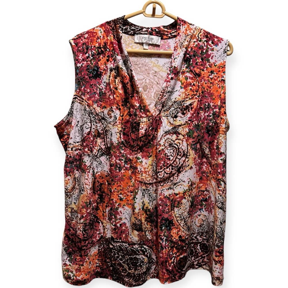 DONATED❌Jones Studio, Sleeveless Paisley Blouse, Sz 1X Host Pick 4/2024